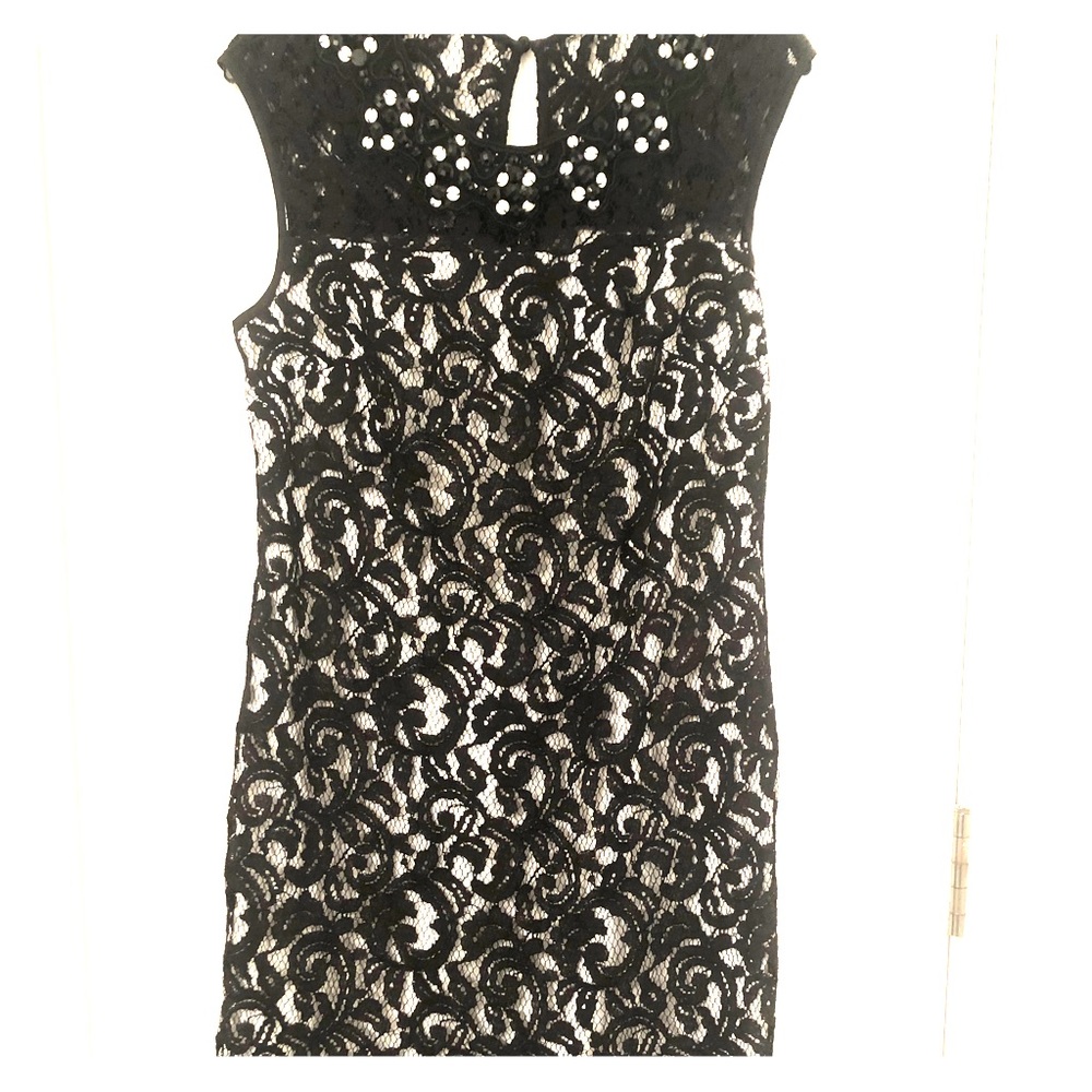 Adrianna Papell black and white lace dress